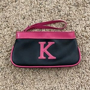 Pink and Black “K” Wristlet